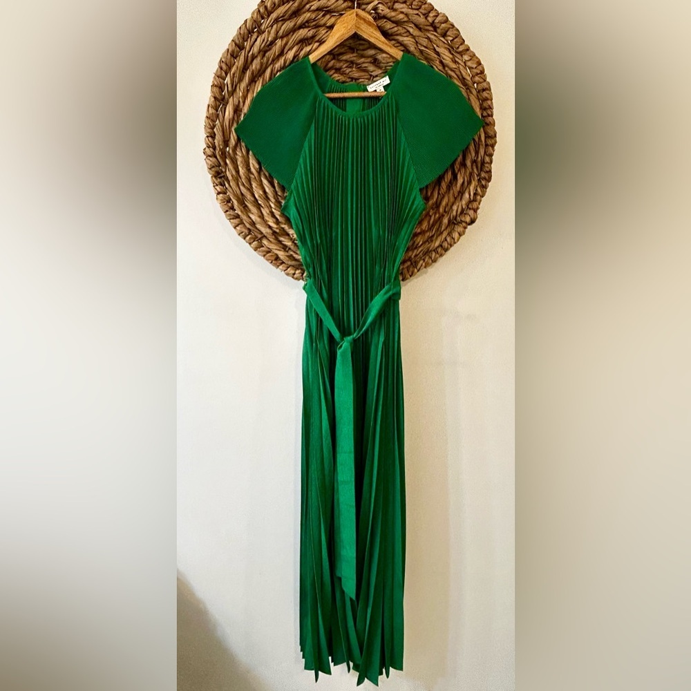 NWT Current Air Mona Pleated Maxi Dress Green Size Medium - Picture 6 of 16